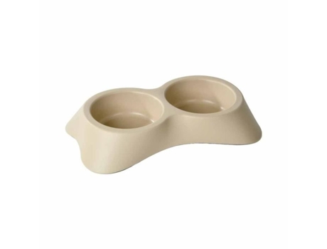 Gamelle Dupla Para Animais Paris Prix Mocaccino 200ml Taupe Plástico Retangular Love Story