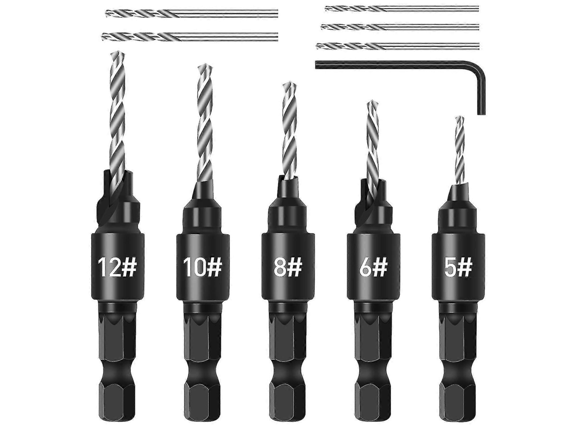 Conjunto de 5 Brocas de Biselaje con Ponta Ajustável, Cabo Hexagonal 1/4" | S/MARCA