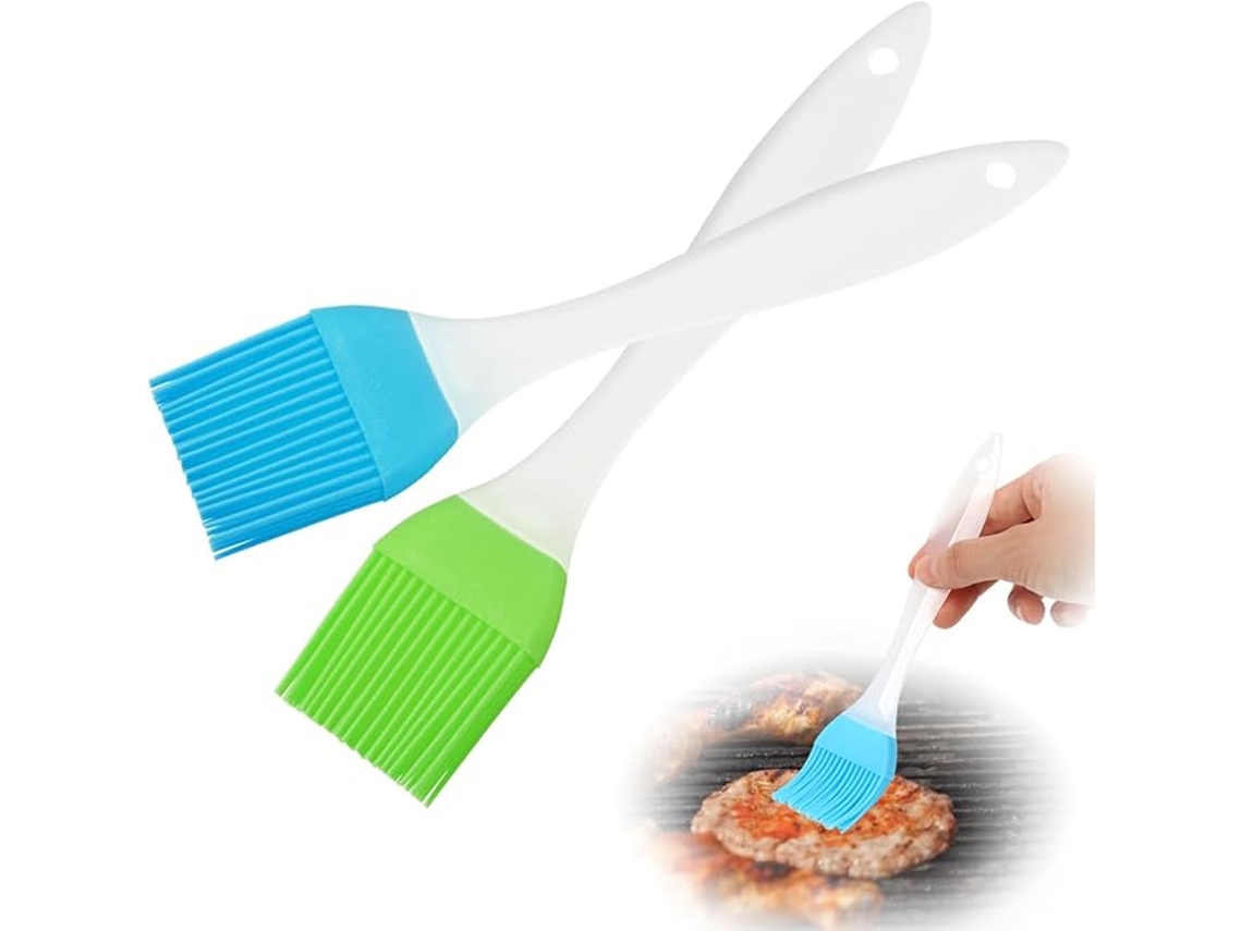 2 Pincéis De Silicone Para Confeitaria - Pincel De Cozinha - Para Alimentos - Pequeno - Churrasco - Azul E Verde