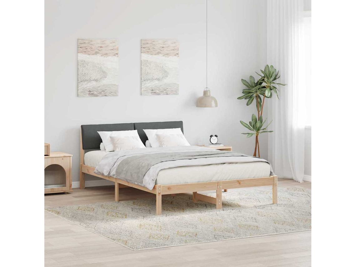Vidaxl Estrutura da Cama Castanho e Cinzento escuro 150 X 200 Cm