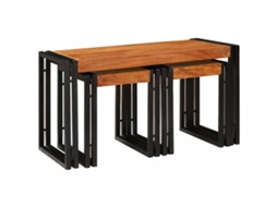 Vidaxl Mesa De Ninho 3 Unid. Marrom E Preto 82 X 40 X 45 Cm