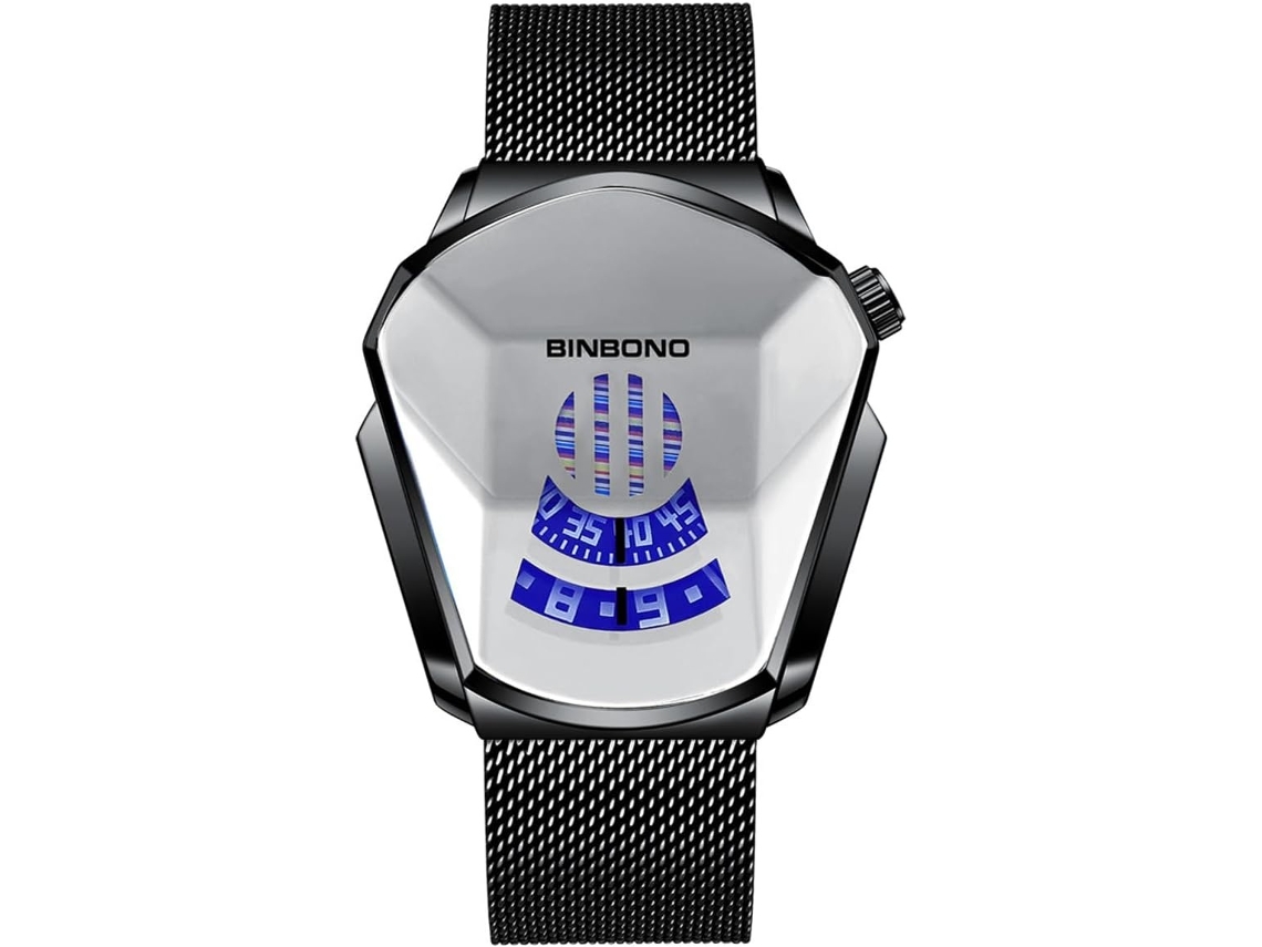 Lurelia Relógio Digital Masculino, Visor Digital, Led, Prata, Azul