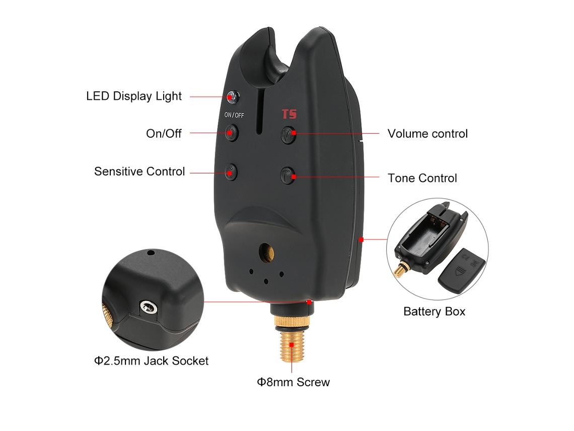 Alarme de Bite para Pesca de Carpa Lixada Led Som