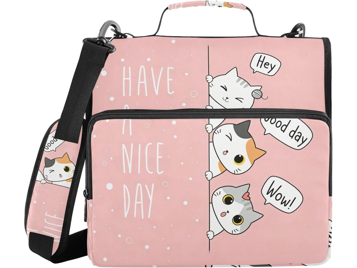 Organizador De Fichário Com Vários Bolsos E Alça, 3, 8cm De Largura, 3 Estojos Em Formato De Sino, Pasta Lápis