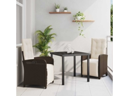 Vidaxl Conjunto de Jantar para Jardim 3 Pcs Castanho Vime Pe