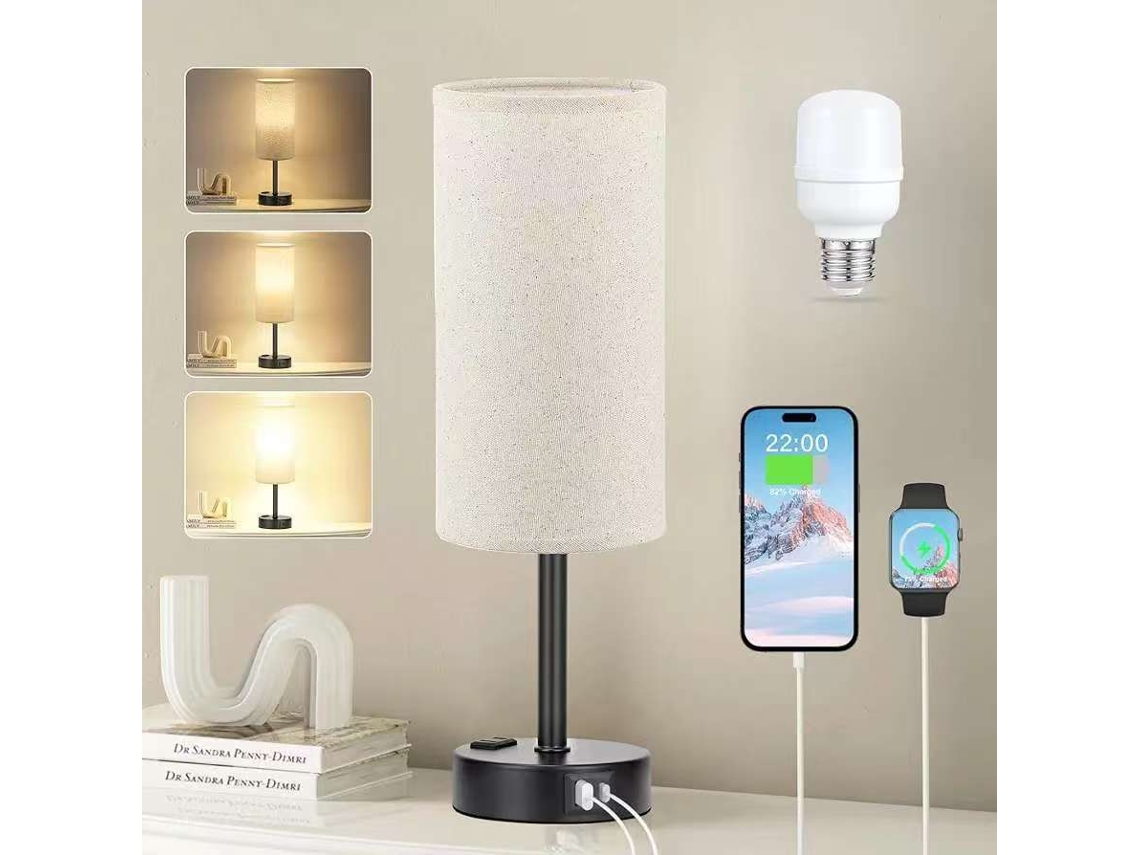 Luz De Presença Ajustável De 14 Polegadas Com Porta De Carregamento Usb E Controlo Tátil De 3 Níveis Preto