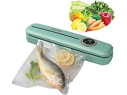 Seladora a vácuo compacta com saco a vácuo, seladora a vácuo multifuncional para alimentos, ideal para armazenar alimentos úmidos e secos.