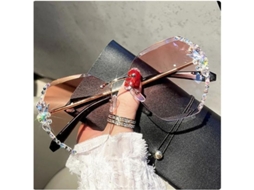 2026 óculos de Sol Vintage de Luxo Sem Moldura com Pedras Strass para Mulher Design Fashion Lentes Gradient 2023