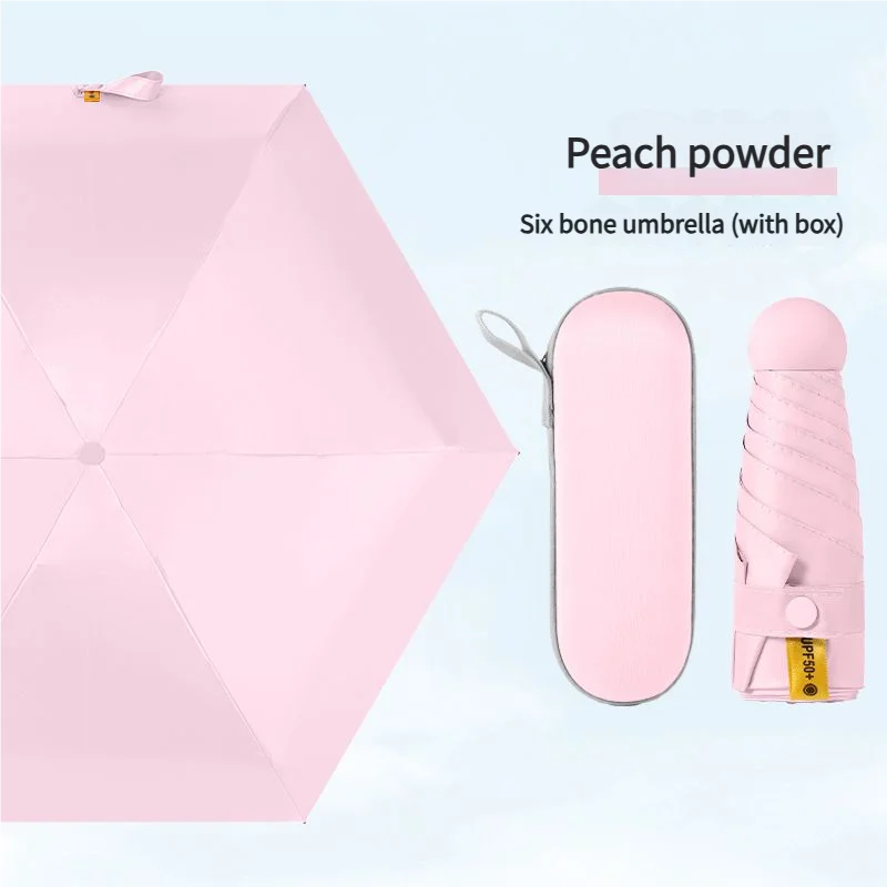 Mini guarda chuva cápsula MDUG de cinco dobras com proteção solar e impermeável