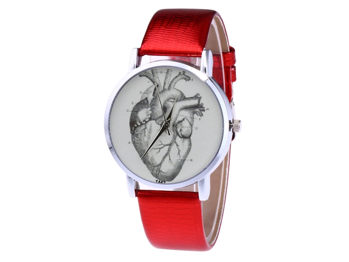 Relógio de quartzo unissex Zhoulianfa T442-yx vermelho com pulseira de PU