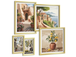Conjunto De Pinturas Ruazinhas Flores Estilo Mediterrâneo Espelharte (5 Peças)