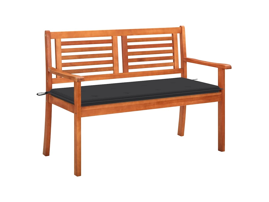 Vidaxl Banco De Jardim 2 Lugares C/ Almofadão 120 Cm Eucalipto Maciço