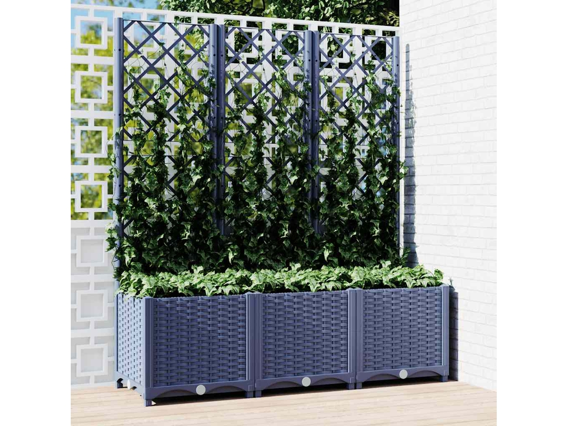 Vidaxl Vaso/floreira Jardim C/ Treliça 120x40x136 Cm Pp Cinzento Azul