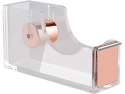 Dispensador de Fita Adesiva para Escritório, Dispensador de Fita Adesiva em Acrílico Transparente Ouro Rosa GOKOCO