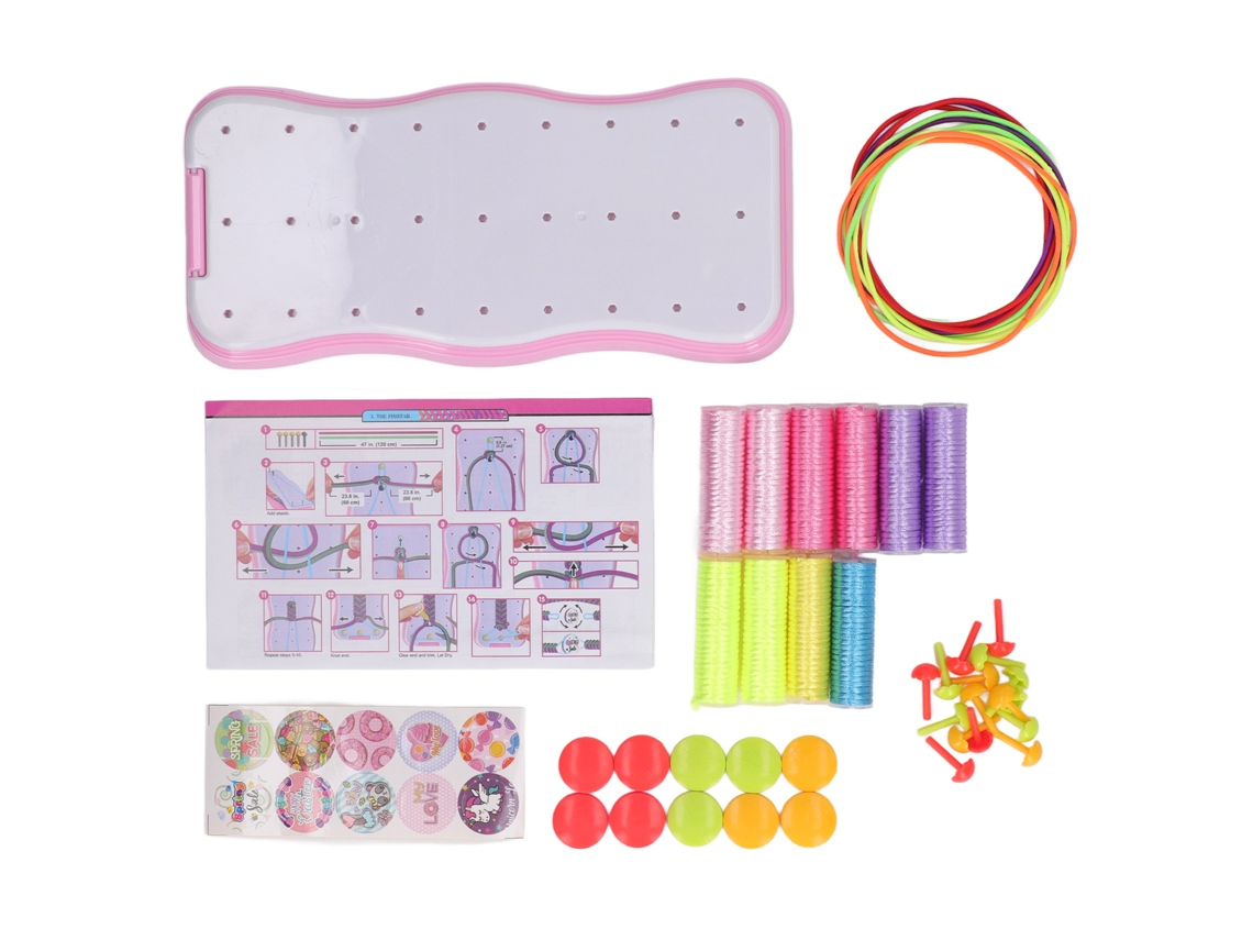 Mali máquina de Tricotar Pulseiras Kit Diy Crianças Material Seguro Brinquedo de Teceira Rosa