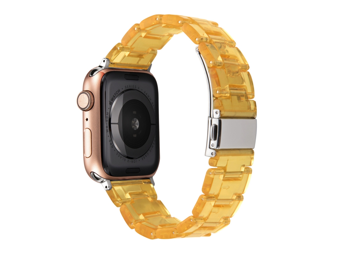 Pulseira translúcida amarela em cerâmica e resina para Apple Watch 10, Samsung Watch 7, Huawei, 38 40 41 42mm S10 11