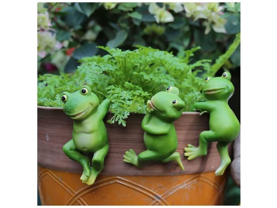 Conjunto de 3 rãs pendentes Nova Line fofas para decoração de lago, jardim, vaso floral 2025 S/MARCA