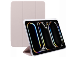 Capa para iPad Pro 11, capa com suporte triplo, capa de couro PU TPU transparente com compartimento para caneta, rosa Hengrongshen (2024)