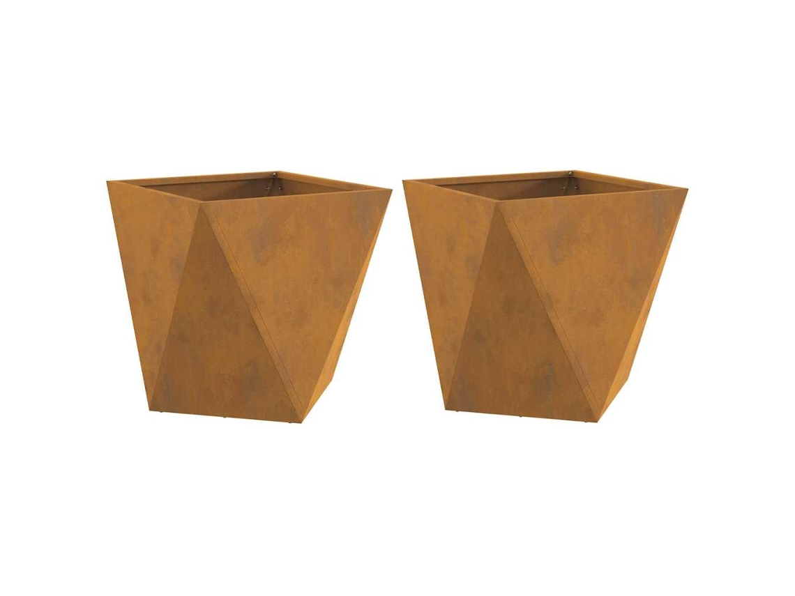 Conjunto 2 Caixa De Vaso Vidaxl Castanho Aço (50 X 50 X 50 Cm)