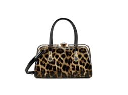 Bolsa De Noite Feminina Envernizada Com Estampa De Leopardo E Fecho De Joia Multifacetado