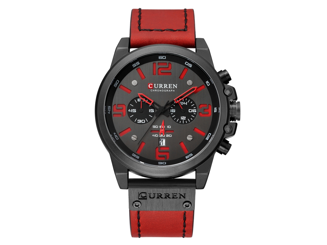 Relógio Curren Masculino Quartzo Pulseira de Couro Data Resistente À Água 30m