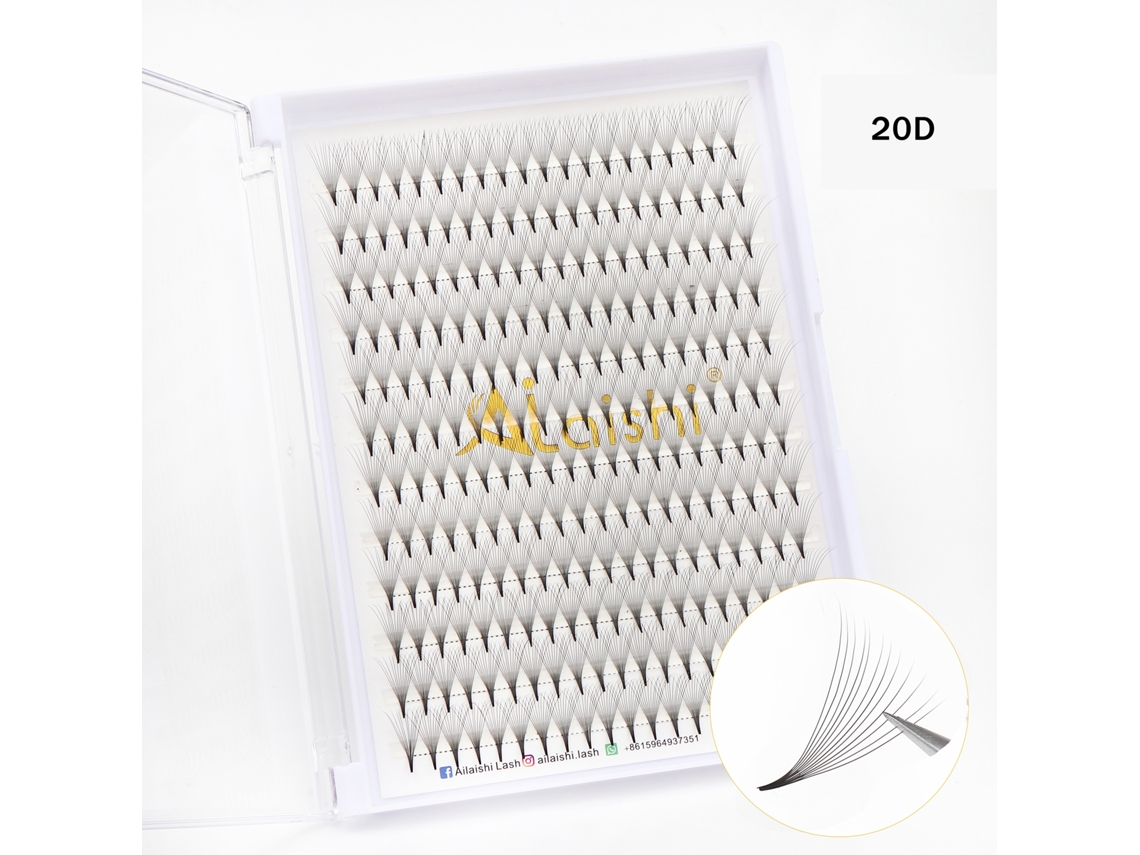 (20d) Extensões De Cílios Postiços De Fibra De Vison, Estilo Russo, Espessura Única, Pacote Pré-fabricado