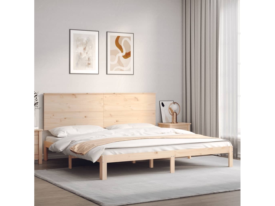 Cama Sem Colchão 200x200 Cm Madeira De Pinho Maciça