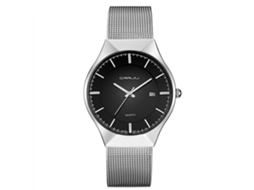 Relógio masculino moderno, à prova d'água, em metal, com pulseira ajustável (prateado e preto)