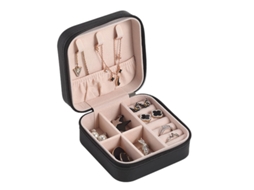 Mala de Viagem para Jóias grande resistente a arranhões portátil organizador preto 10x10x5cm S/MARCA