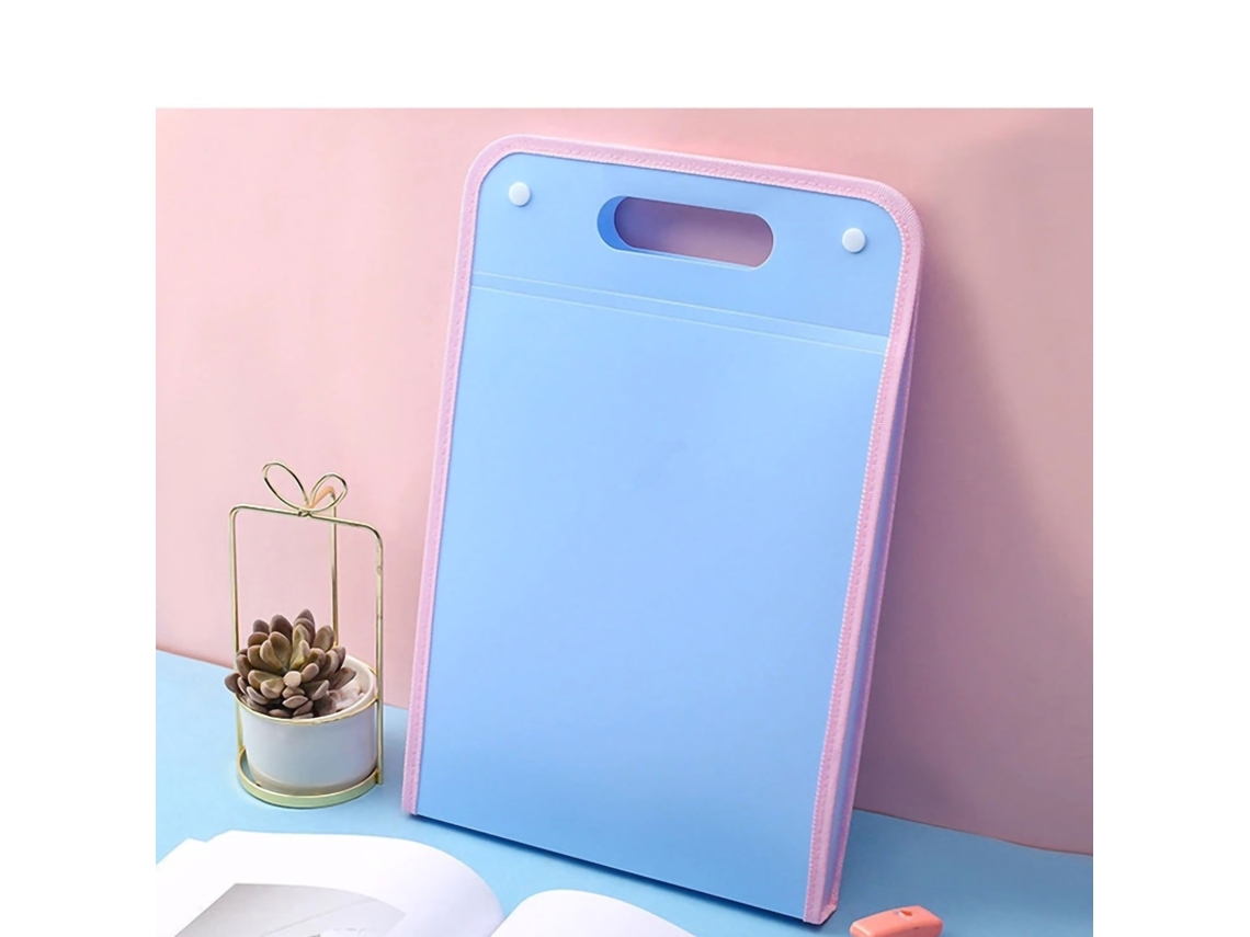 Pasta Organizadora Portátil De Grande Capacidade Com 13 Camadas Para Classificação De Papel A4, Fecho Duplo, Expansível, Azul Claro, Vertical, 40x26