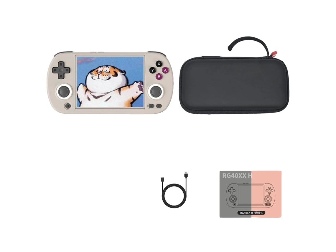 Console de videogame portátil, tela IPS de 4,0 polegadas, conexão Bluetooth e HDMI, 64g, 5490 jogos, cinza e bolsa Slowmoose