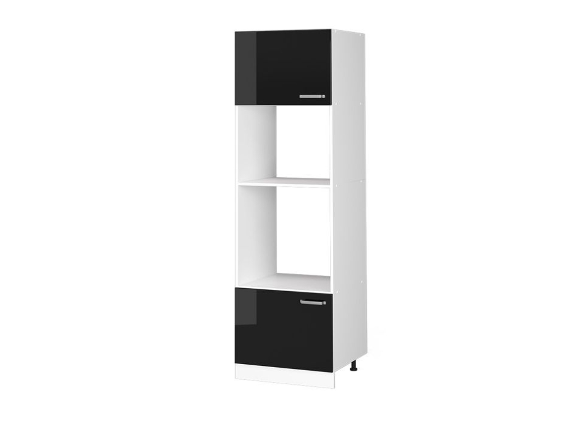 Armário Universal R-line, 60cm Com Prateleiras Abertas E Portas, Preto Alto Brilho, Branco, Vicco
