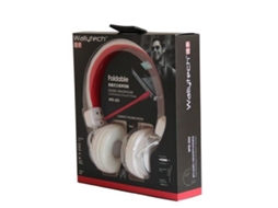 Fones de Ouvido de Estúdio Brancos Dobráveis e Ajustáveis Cabo Removível Microfone Viva-Voz Wallytech Entrada de 3 5 Mm Iphone Samsung Huawei C