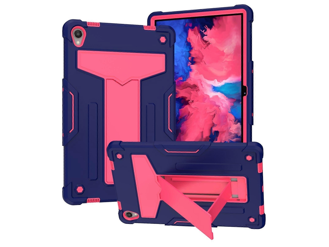 Capa Protetora Plana De Pc + Silicone Com Suporte Em Formato De T, Cor Contrastante E Resistente A Impactos, Para Lenovo Tab P11 (tab-j606f).