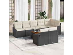 Vidaxl Conjunto De Sofá De Jardim 9 Unid. Preto E Creme Vime Pe