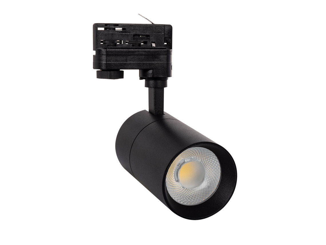 Foco Led New Mallet Preto 30W Regulável no Flicker para Carril Trifásico Ugr 15