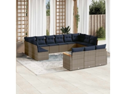 Vidaxl Conjunto De Sofá De Jardim Com 13 Peças E Almofadas Em Rattan Sintético Cinza