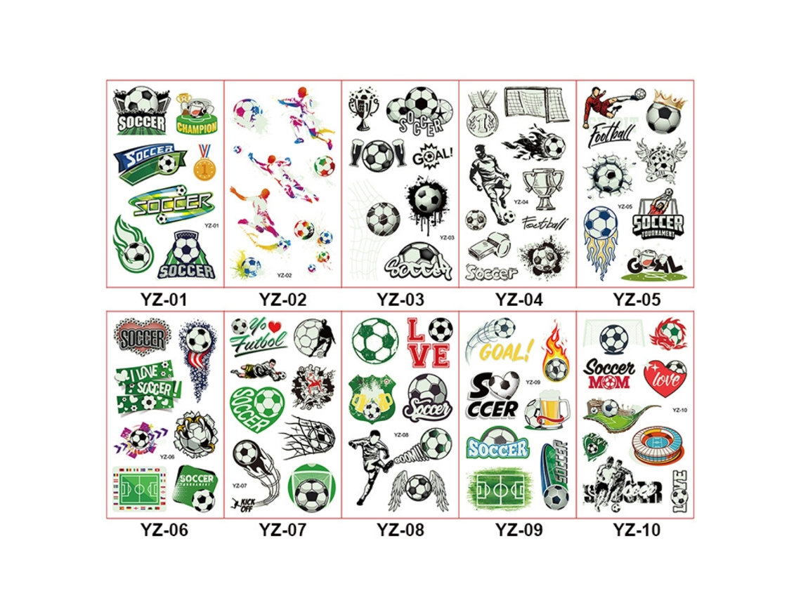 Mali 10pcs Tatuagens Temporárias de Futebol Luminosas para Crianças À Prova D'água Adesivos de Festa