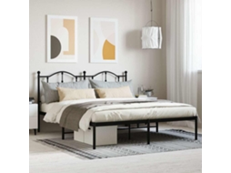 Vidaxl Estrutura De Cama Em Metal Com Cabeceira 180x200 Cm Preto