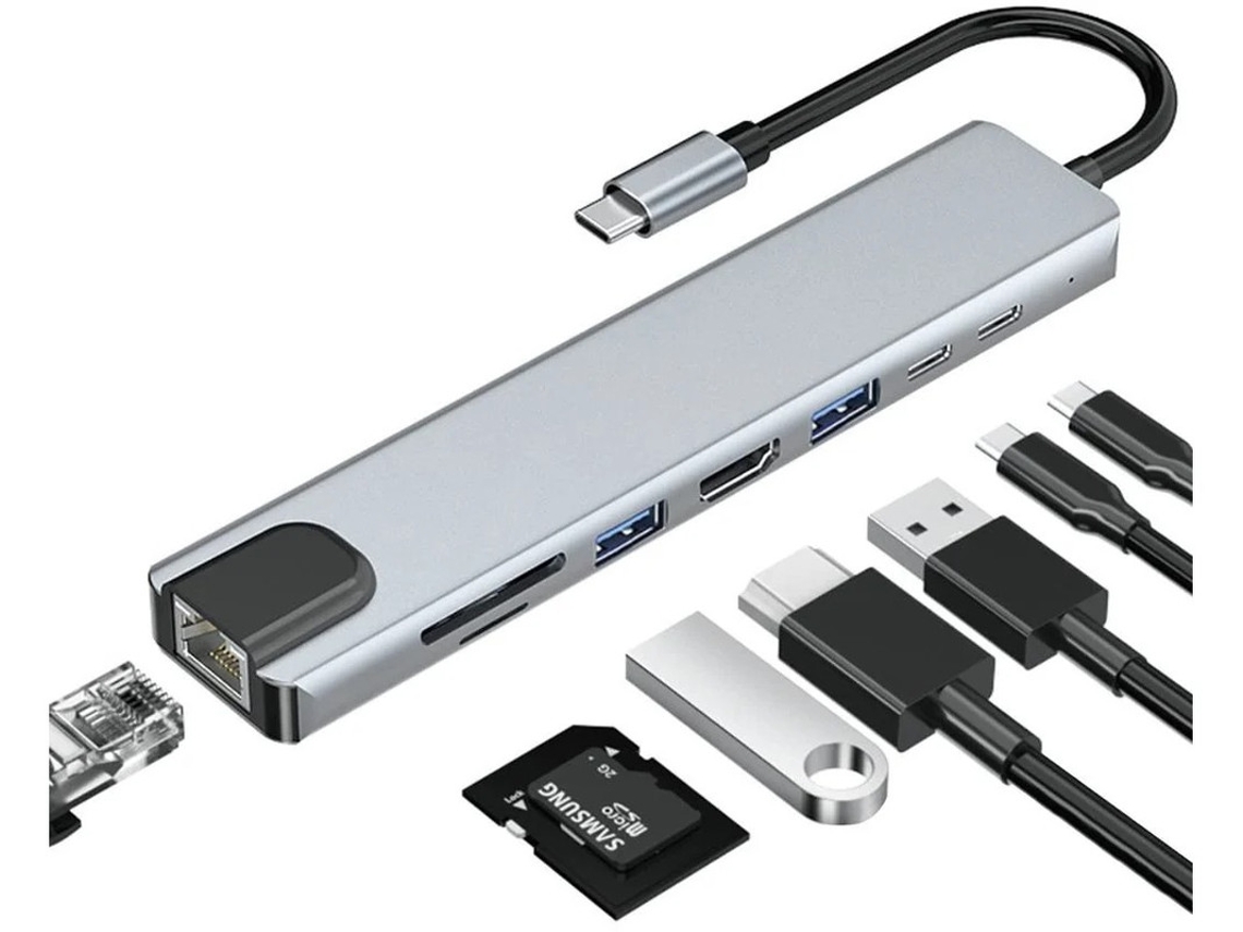 Estação De Acoplamento Usb C 8 Em 1 Hub Usb C Leitor De Cartões Sd/tf Rj45 Usb2.0/3.0 Adaptador Para Macbook Mac Pro Mac Mini Imac Bestvite