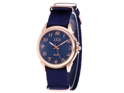 Relógio de Pulso Feminino de Quartzo com Pulseira de Lona Estilo Simples Azul