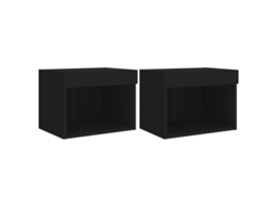 Conjunto de Mesas de Cabeceira de Parede com Luzes Led 40x39 cm Preto MAISON EXCLUSIVE