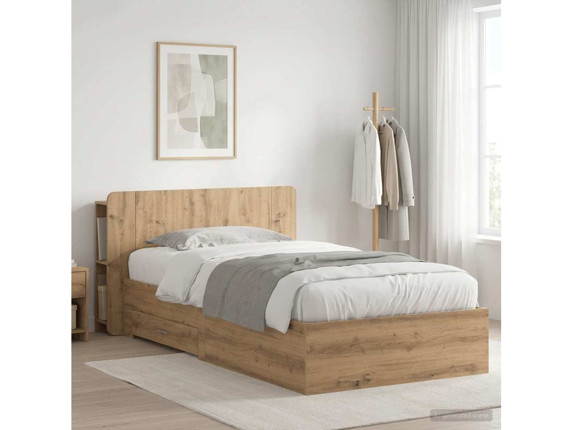 Vidaxl Estrutura De Cama Com Armazenamento Carvalho Arttisan