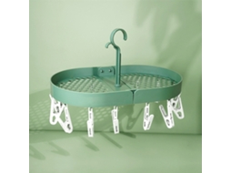 Rack de Secado Rotativo 360°, com Ganchos Pequenos e Clip Doble, Verde Escuro