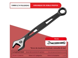 Chave De Catraca Dupla (19 Mm), Ferramenta Industrial De Reparo Automotivo Geral, Feita De Aço Carbono.