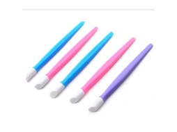 5pcs Ferramenta de Unha Profissional com Cabo de Plástico e Ponta de Borracha Dura para Cutícula (cor Aleatória)