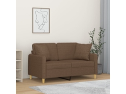 Vidaxl Sofá 2 Lugares + Almofadas Decorativas 120 Cm Tecido Castanho