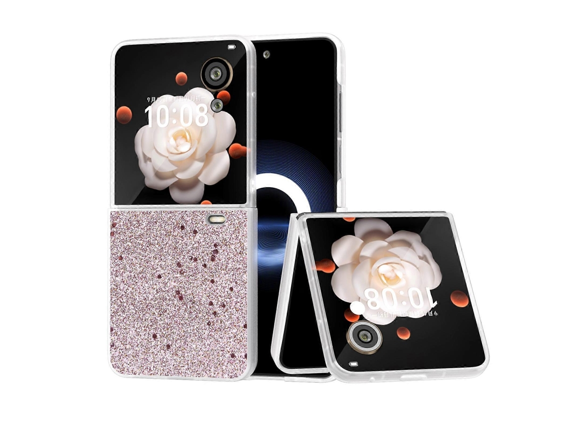 Capa De Celular Pc Fosca Transparente Com Efeito Degradê E Glitter Para Honor Magic V Flip