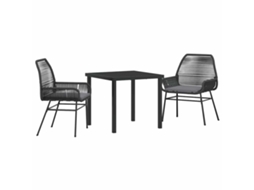 Conjunto de Jantar para Jardim com Almofada 3 Peças Marrom Vime Pe MAISON EXCLUSIVE
