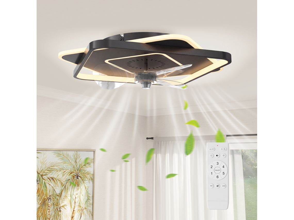 Ventilador de Teto com Luz e Controle Remoto. Ventilador de Teto Led com 6 Velocidades. 3 Temperaturas de Cor Ge